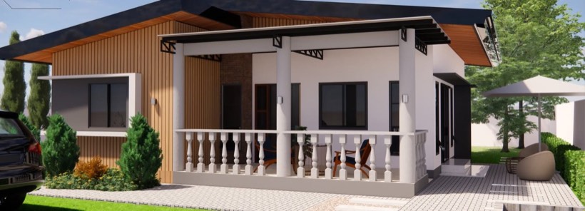 Proposed bungalow exterior with balustraded porch.