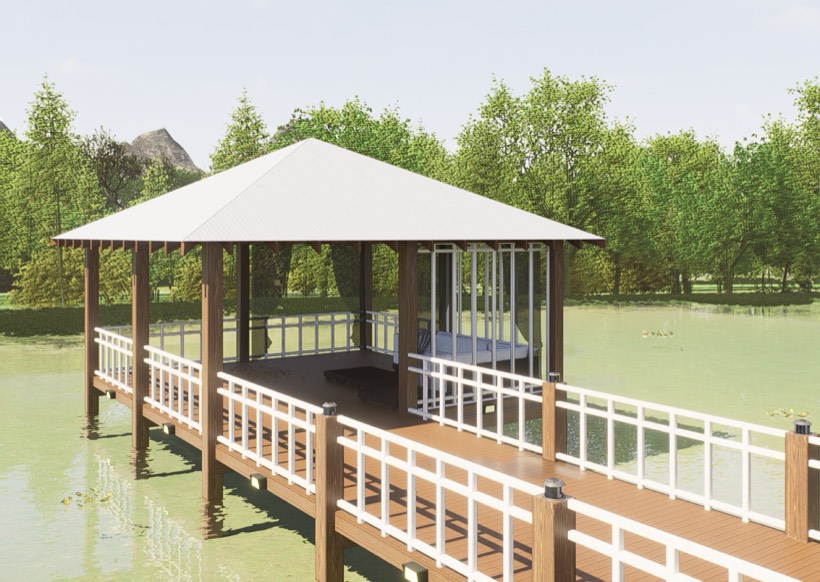 Pavilion deck over the water.